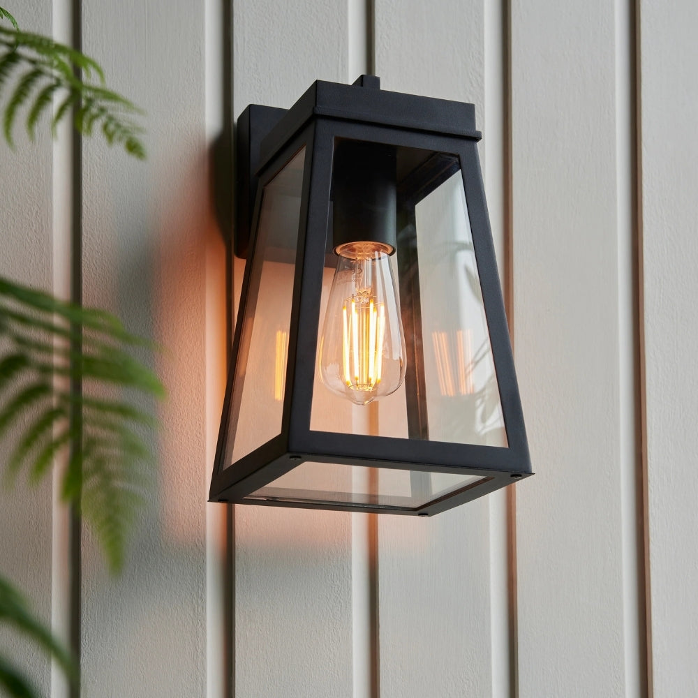 Trevanta Klare Glas-Schwarze Außenlaterne Wandlampe – Moderne Außenbeleuchtung