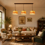 Cargar imagen en el visor de la Galería, Vintage floral ceramic pendant light detail and room view