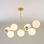 Load image into Gallery viewer, Alessora Brass Milk Glass Chandeliers- Great for Covered Outdoor Areas
