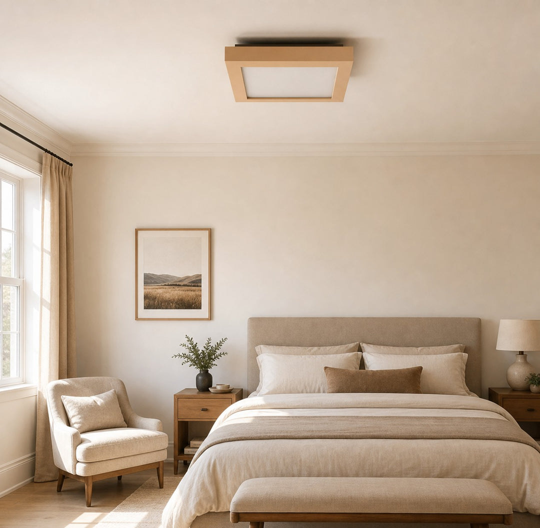Lampada da soffitto quadrata a plafone color crema