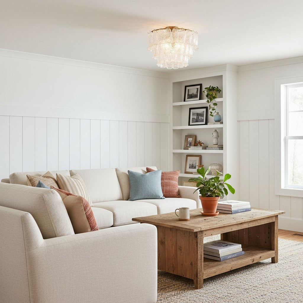 Lumvey Tiered Glass Flush Mount – Round Stacked Design for Modern Home