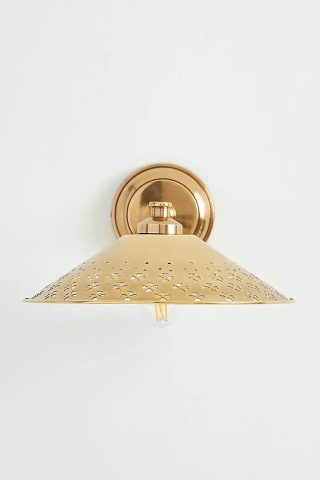 Auriglow moderne wandlamp – messing geperforeerde lamp voor slaapkamer of gang