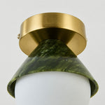 Charger l'image dans la visionneuse de la galerie, Close-up of brushed metal ceiling canopy and curved green shade