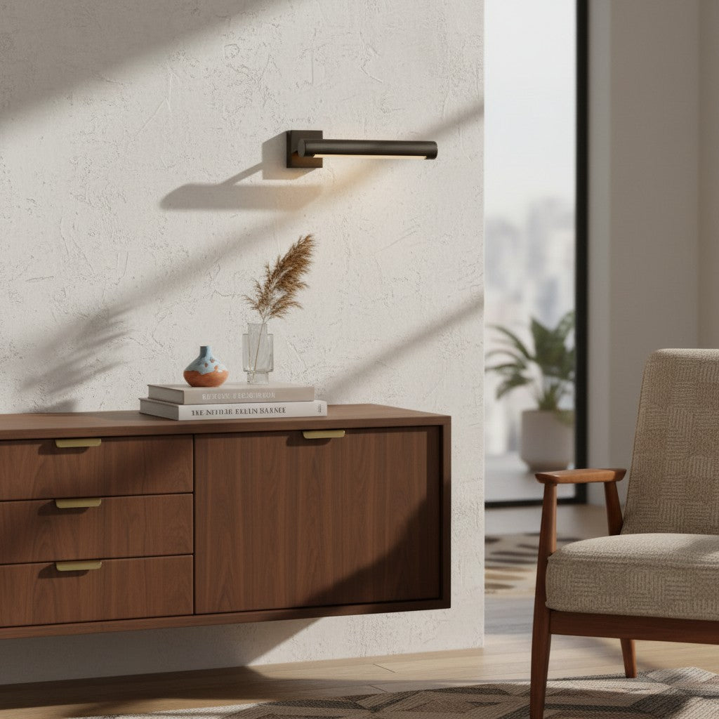 Luz para cuadros Zorv Sleek – Lámpara de pared con marco metálico acanalado para exhibición de arte o fotos