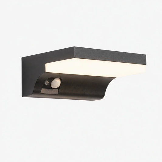 Style A black aluminum glass outdoor wall lamp on white background