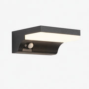 Style A black aluminum glass outdoor wall lamp on white background