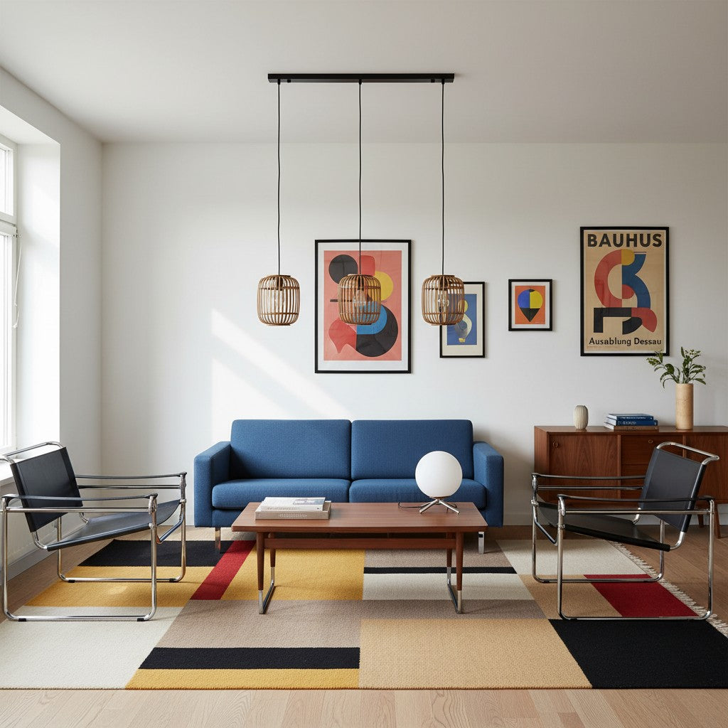 Lampe suspendue réglable en bambou Yumeko - Plafonnier à cage naturelle parfait pour les salons et salles à manger