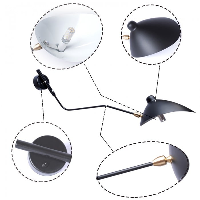 Arclume moderne minimalistische design wandlamp – strakke verstelbare arm wandlamp eigentijdse verlichting N42