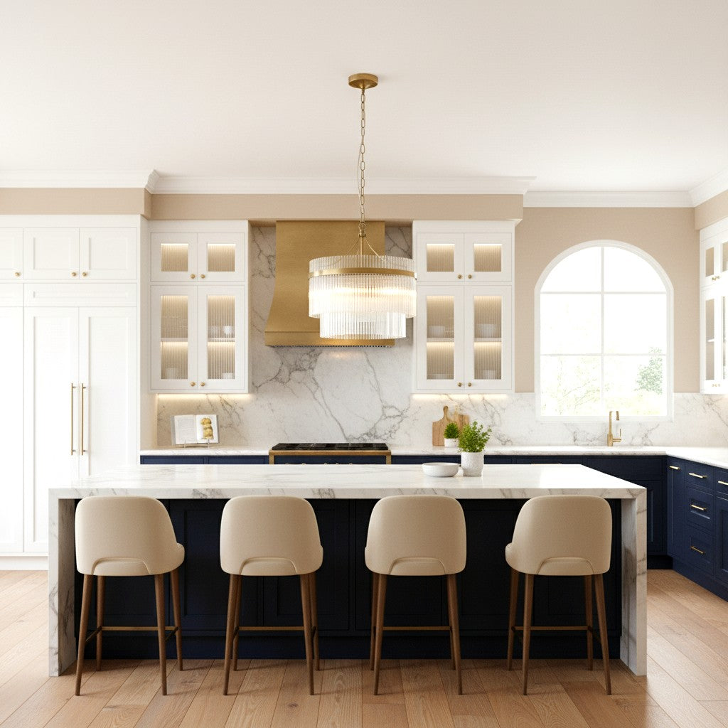 RibGlow Pendelleuchte – Trio-Pendelleuchte mit eleganten Glasstäben für Esszimmer oder Flur