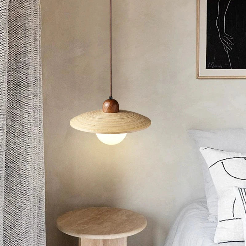 Lampada a sospensione nordica in bambù e legno