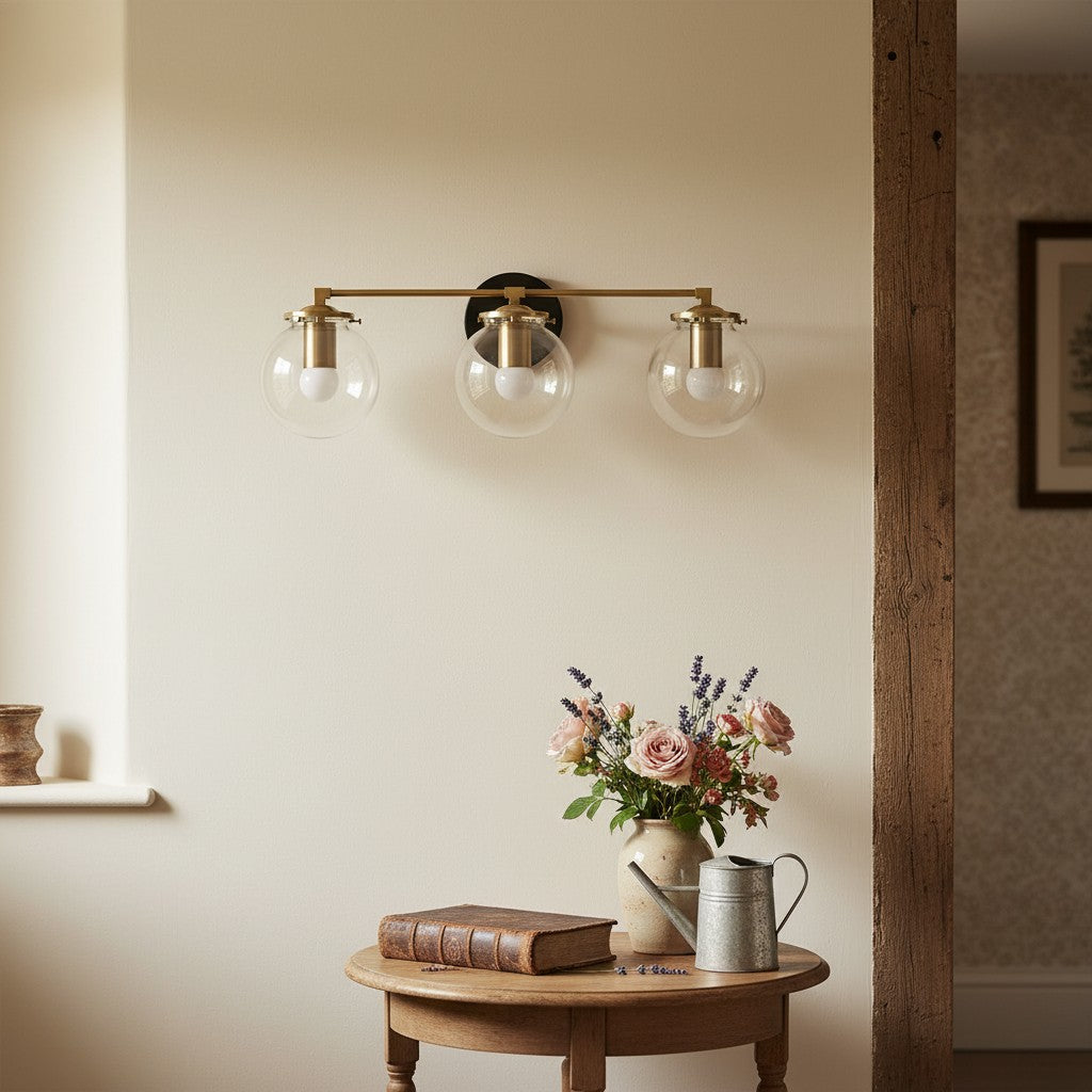 Glorica Glass 3 Shade Globe Vanity Light - Soft Bathroom Light Fixture