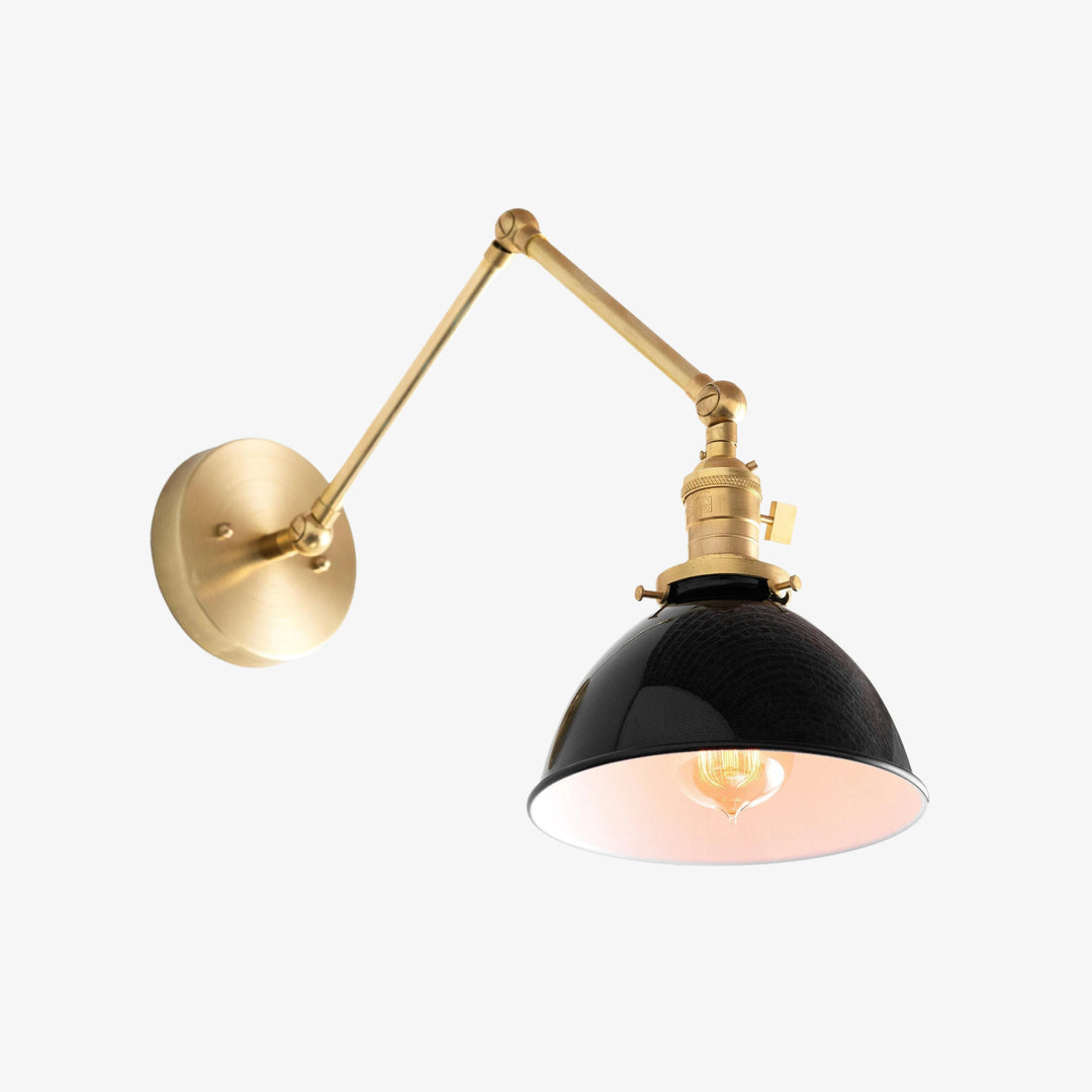 Conique Metal Vintage Industrial Swing Arm Wall Lamp - Adjustable Dome Shade for Study