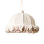 Bild in die Galerieansicht laden, Ivory white ruffled fabric pendant light