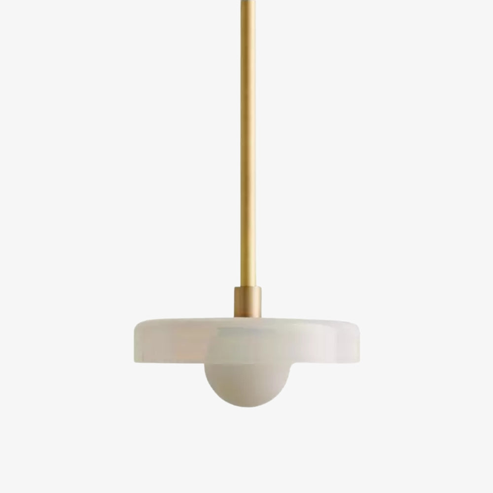 Kalo Moderne Hanglamp - Strak Metalen Stang en Schijf Bolglas Ontwerp