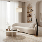 Bild in die Galerieansicht laden, AstraLoop Moderne Bogen-Stehlampe mit Stoffschirm – Elegantes Schlankes Gebogenes Metall-Design für Innenräume