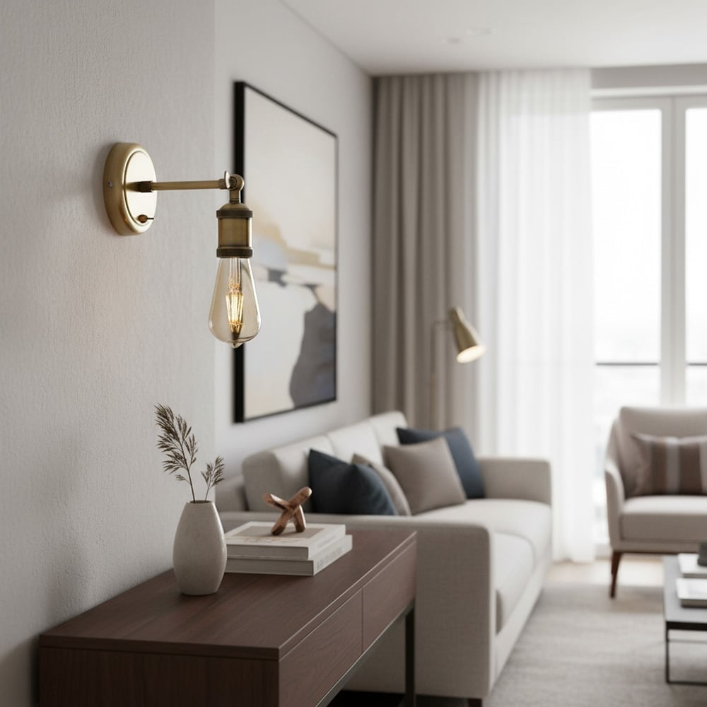 Vintage Hal Brass Adjustable Wall Light for Living Room