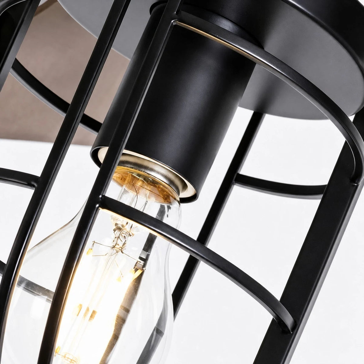 E27 bulb socket and protective cage detail