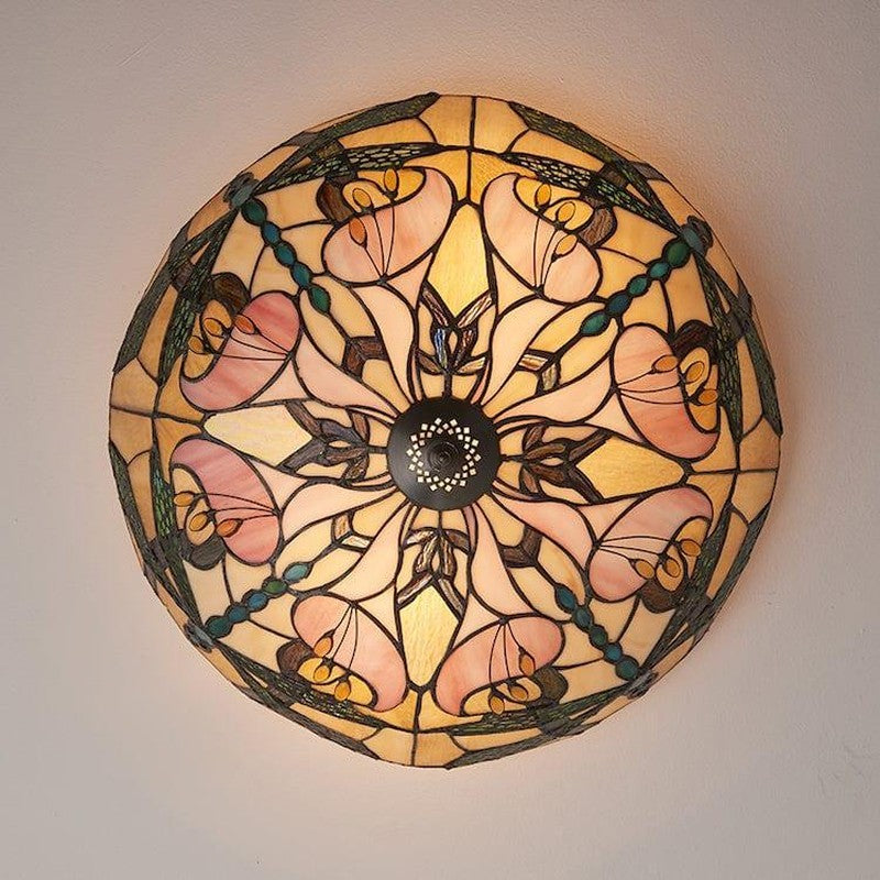 TF Ashton Tiffany Libelle Motief Tiffany Glas Opbouwplafondlamp - Overgangsstijl voor Slaapkamers en Loungeruimtes