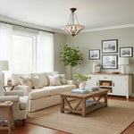 Afbeelding laden in galerijweergave, TF Astoria Decoratief Glas-in-Lood Semi Opbouwlamp – Art Deco Plafondarmatuur voor Entrees &amp; Lounges