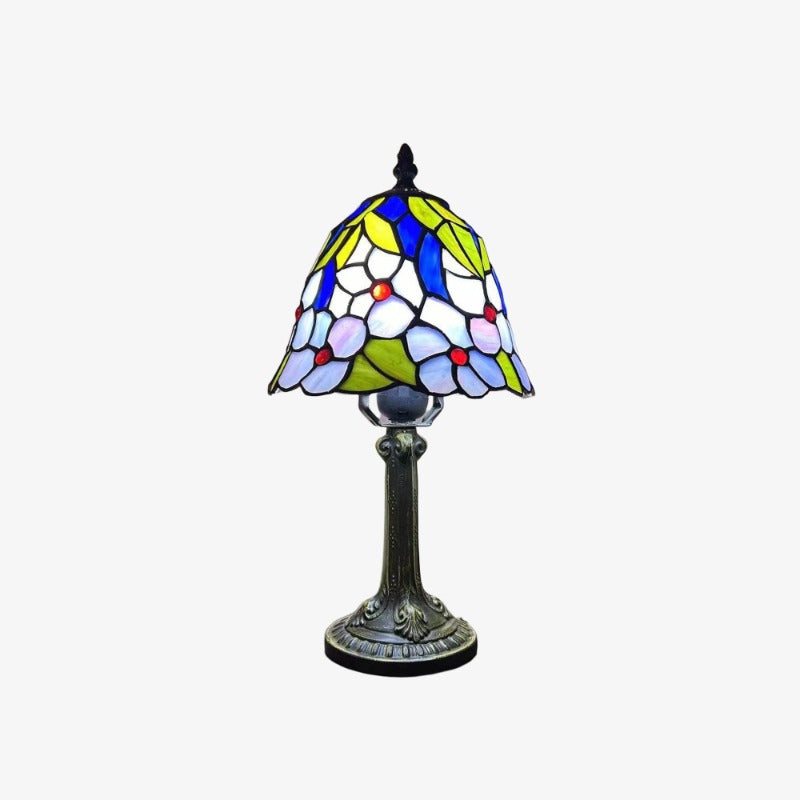 Virelle Traditionele Tiffany Tafellamp – Kleurrijke Glas-in-lood Koepel Bureaulamp voor Slaapkamer