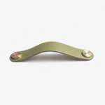 Afbeelding laden in galerijweergave, Cowhide leather and brass cabinet pull handle color and size option