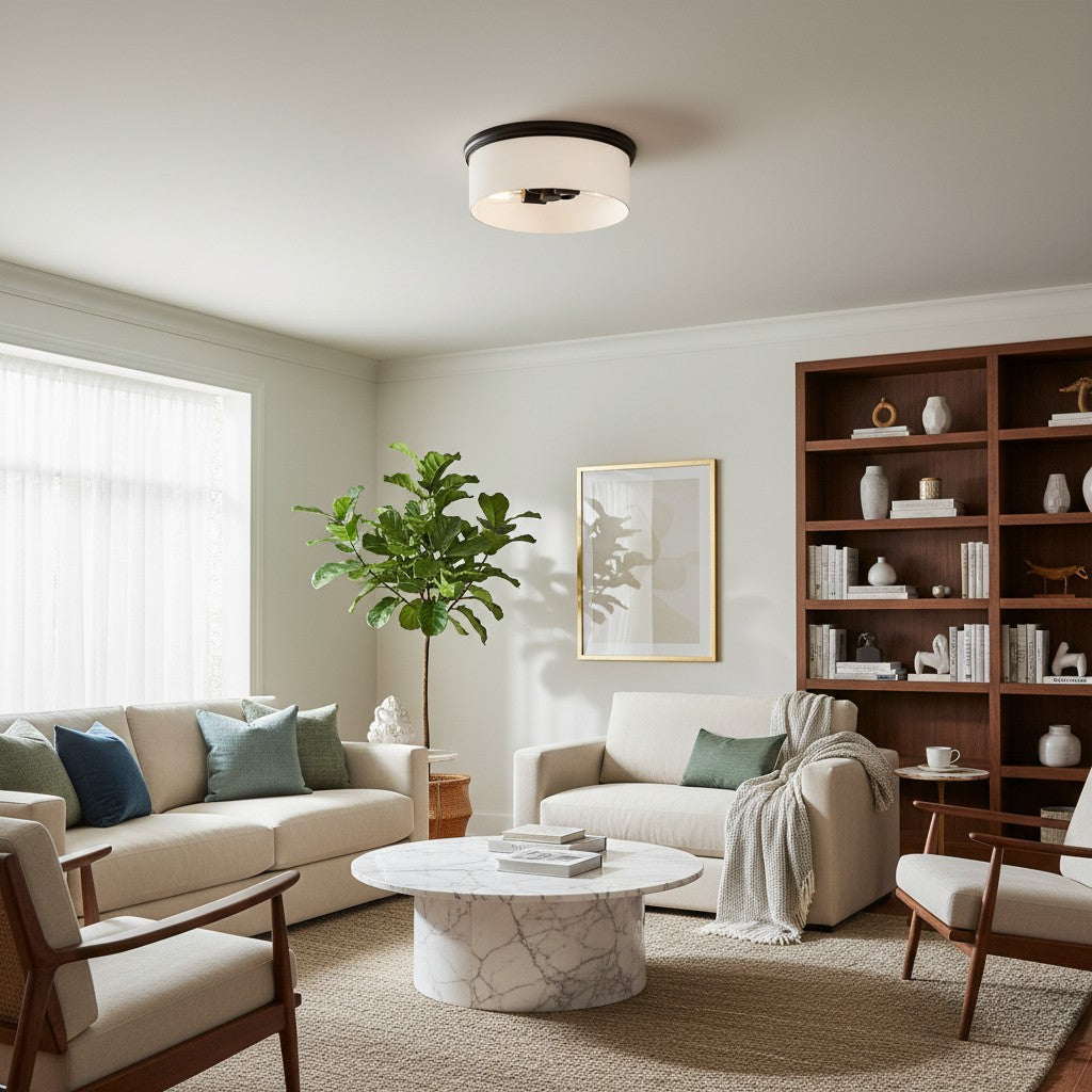 Lámpara de techo empotrada Roven con cúpula de vidrio opalino - Diseño elegante para dormitorio y sala de estar