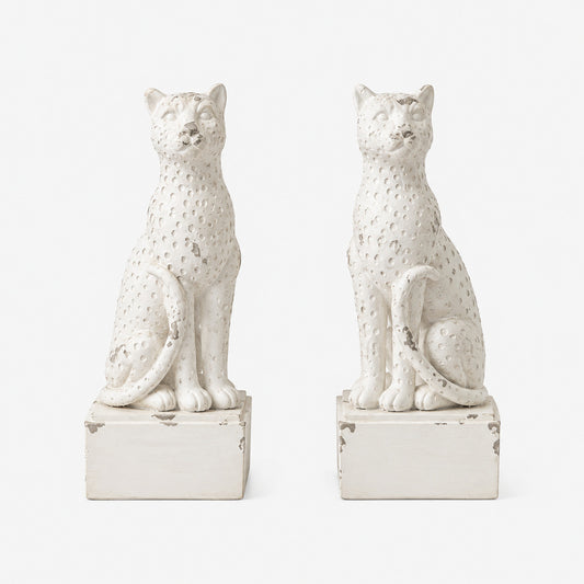 Leopard resin bookend pair