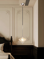 Load image into Gallery viewer, Art Deco Astris Elara Star Pendant Light – Frosted Glass Pendant with Geometric Style
