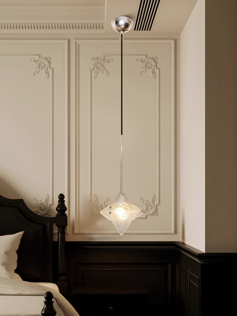 Art Deco Astris Elara Star Pendant Light – Frosted Glass Pendant with Geometric Style