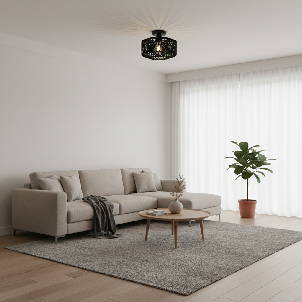 Woven Lantern Boho Radiance Rattan Ceiling Light