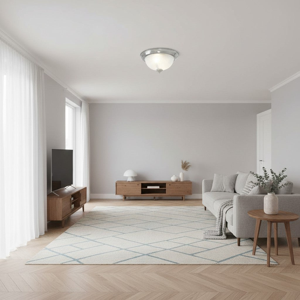 TF Vintora Moderne Opbouw Plafondlamp – Geribbeld Glas en Metalen Rand voor Keukens of Gangen