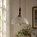Carica l'immagine nella visualizzazione Galleria, Clear glass pendant with cord and brass cap