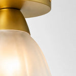 Load image into Gallery viewer, Brushed gold lamp holder and frosted glass connection detail