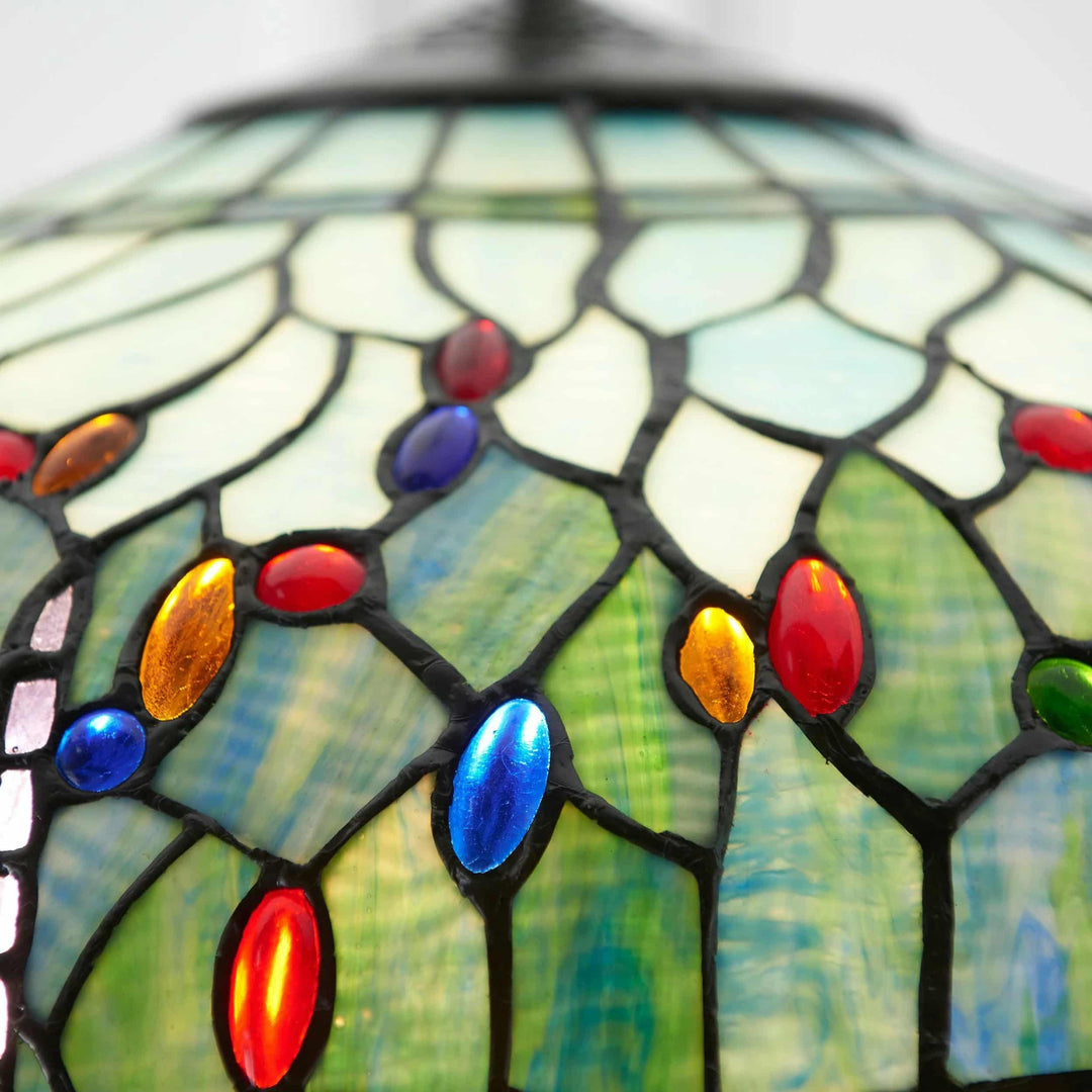 TF Dragonfly Blauwe Tiffany Plafondlamp – Art Nouveau Glas-in-Lood Hanglamp voor Woonkamer