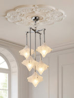 Load image into Gallery viewer, Art Deco Astris Star Chandelier – Frosted Glass Deco Fixture for Dining Room
