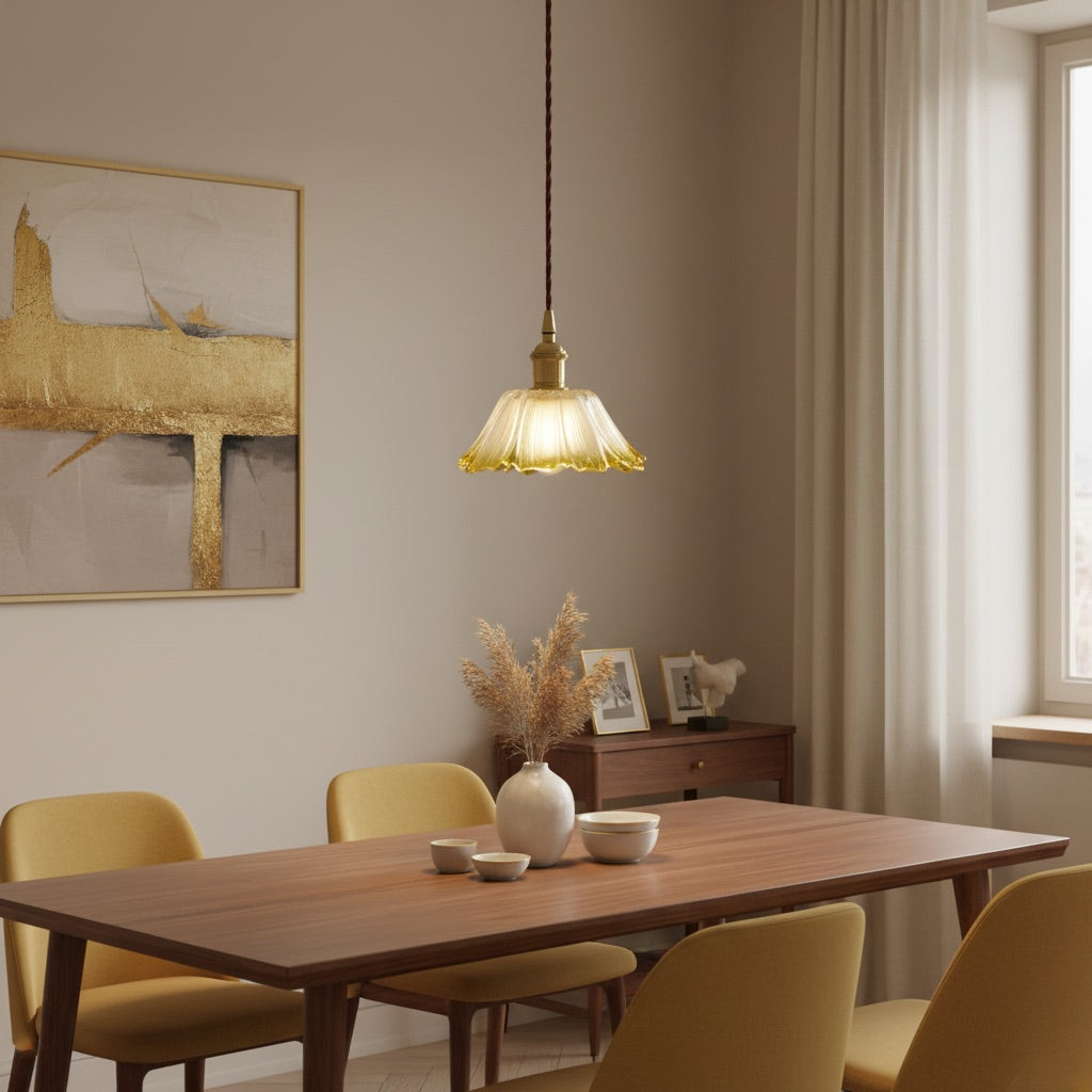 Blossix Elegante Art Hanglamp - Glazen Bloemenkap Design voor Woon- of Eetkamer N24