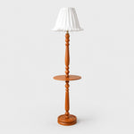 Afbeelding laden in galerijweergave, Vintage vloerlamp van massief hout met optioneel bijzettafeltje