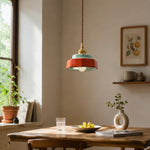 Afbeelding laden in galerijweergave, red plum ceramic pendant light in a dining room