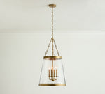 Load image into Gallery viewer, Driscoll Glass Drum Pendant Light - Contemporary Brass Hanging Lamp
