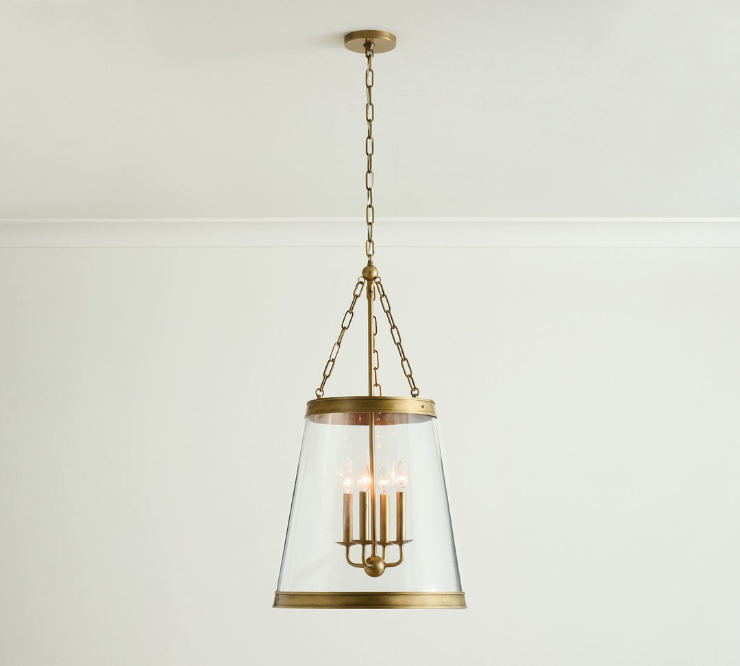 Driscoll Glass Drum Pendant Light - Contemporary Brass Hanging Lamp