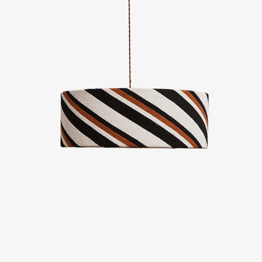 Striped fabric drum pendant light
