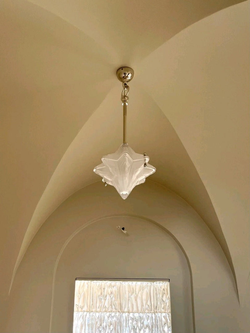 Art Deco Astris Elara Star Pendant Light – Frosted Glass Pendant with Geometric Style
