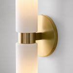 Load image into Gallery viewer, Rivora Fluted Glass Double Short Sconce - Indoor Outdoor Wall Light Elegance
