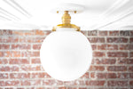 Load image into Gallery viewer, Glorica White Opal Sphere Modern Semi-Flush Light for Bedroom &amp; Entryway
