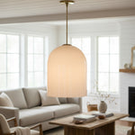 Load image into Gallery viewer, Vega Glass Champagne Iron Frame Pendant – Glass Shade Modern Light for Dining or Kitchen