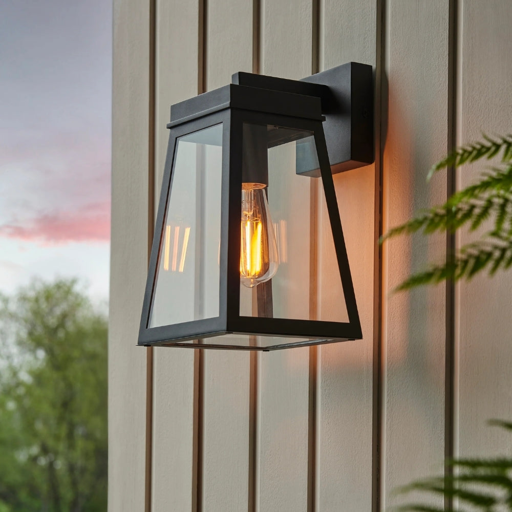 Trevanta Klare Glas-Schwarze Außenlaterne Wandlampe – Moderne Außenbeleuchtung