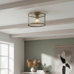 Load image into Gallery viewer, RibGlow Ribbed Glass Flush Ceiling Light – Classic Flush Mount Ceiling Lamp for Living Room or Hallway