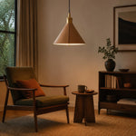 Charger l'image dans la visionneuse de la galerie, Leather cone pendant light in a lounge corner
