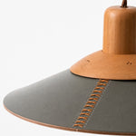 Carica l'immagine nella visualizzazione Galleria, Dark green leather shade with shaped wood connection