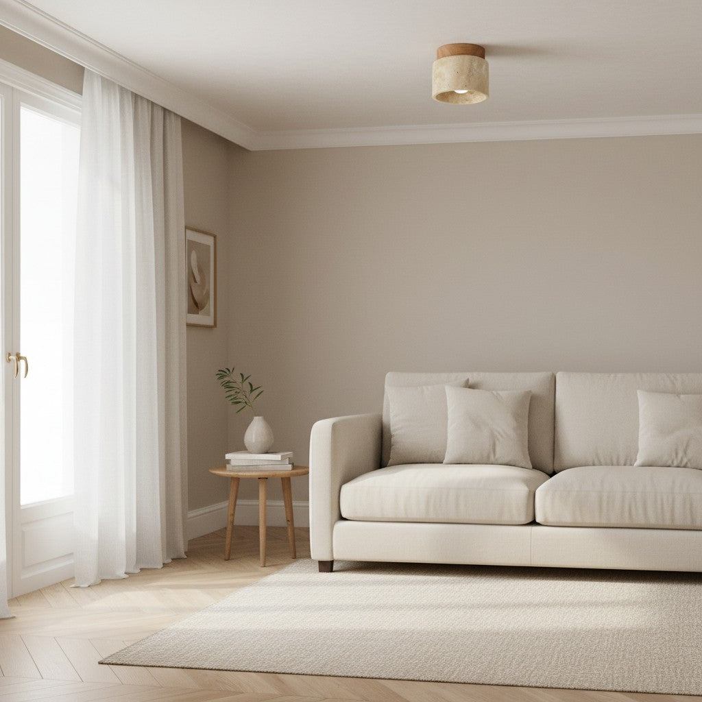 Travira Wabi Sabi Plafondlamp Organisch Gestructureerde Marmeren Plafondlamp voor Hal